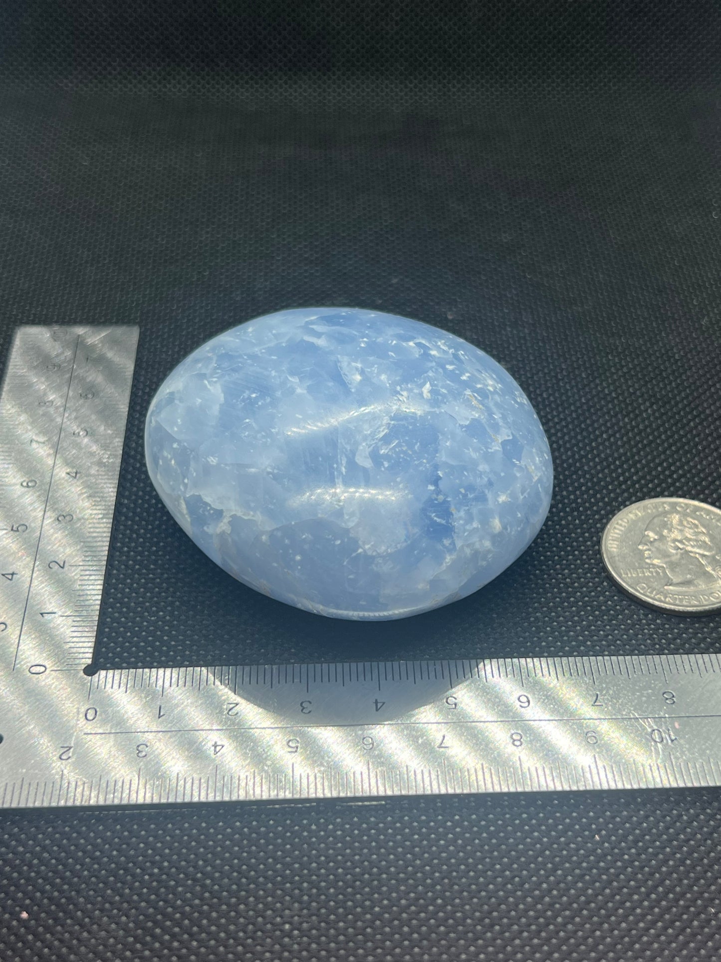 Blue Calcite- palm stone- medium/large