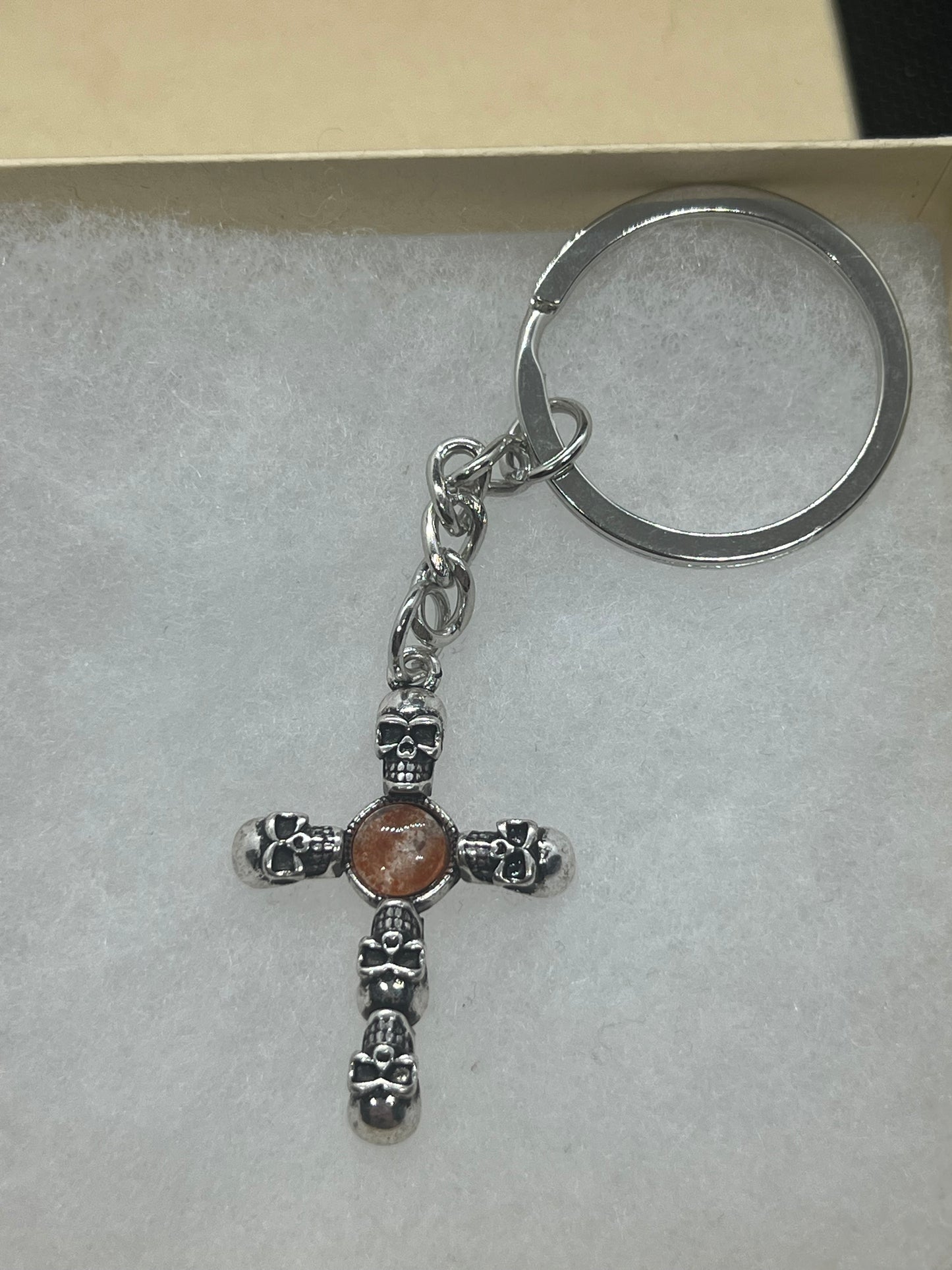 Skull Cross Crystal Keychain