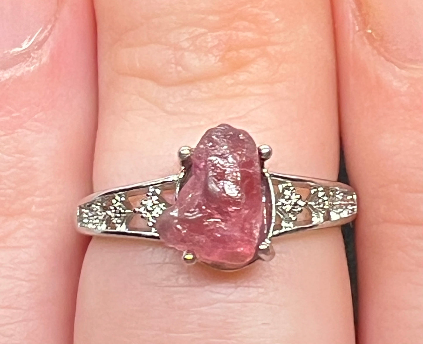 Raw Red-Pink Tourmaline Ring