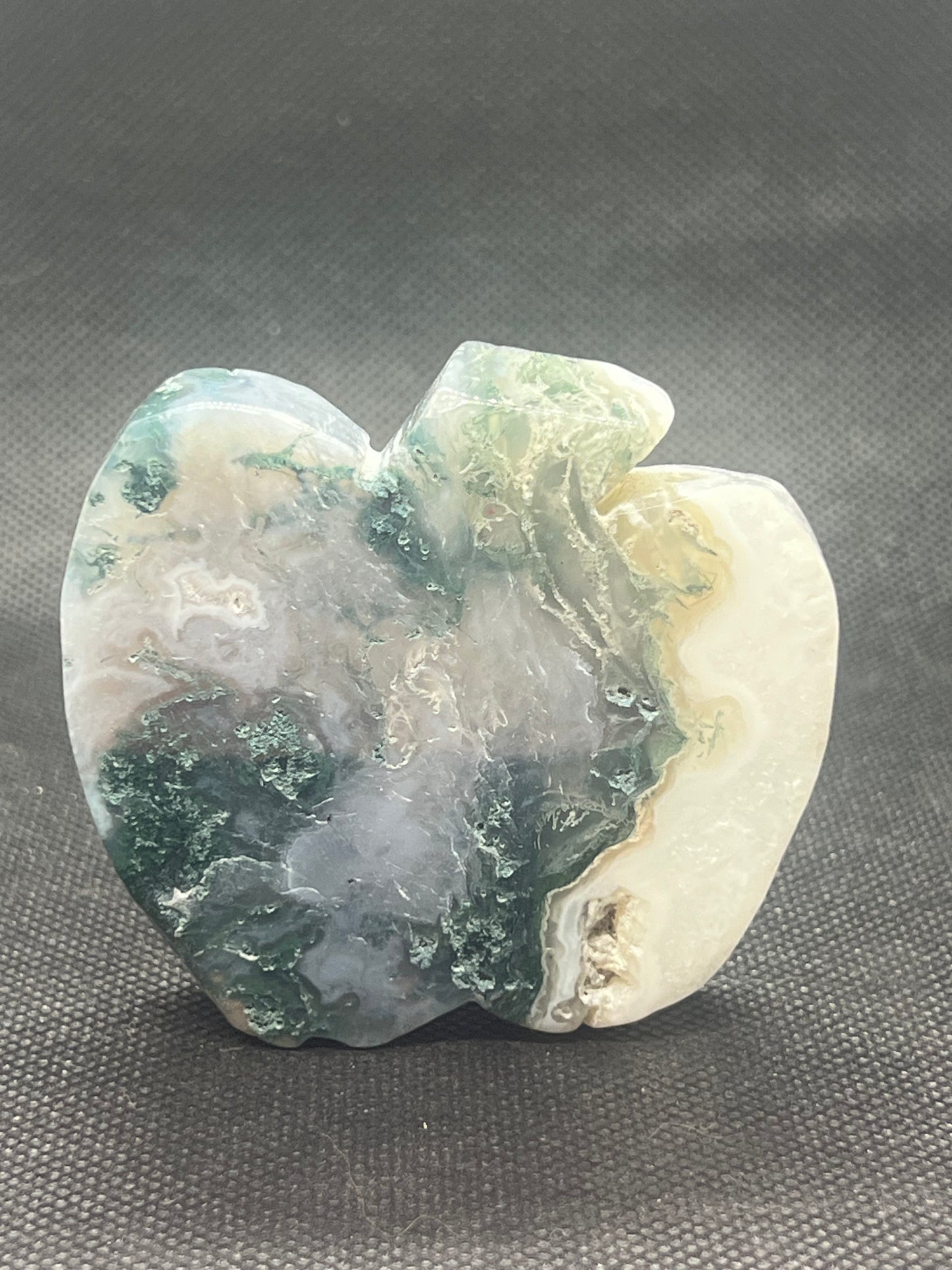 Moss Agate Apple Carving