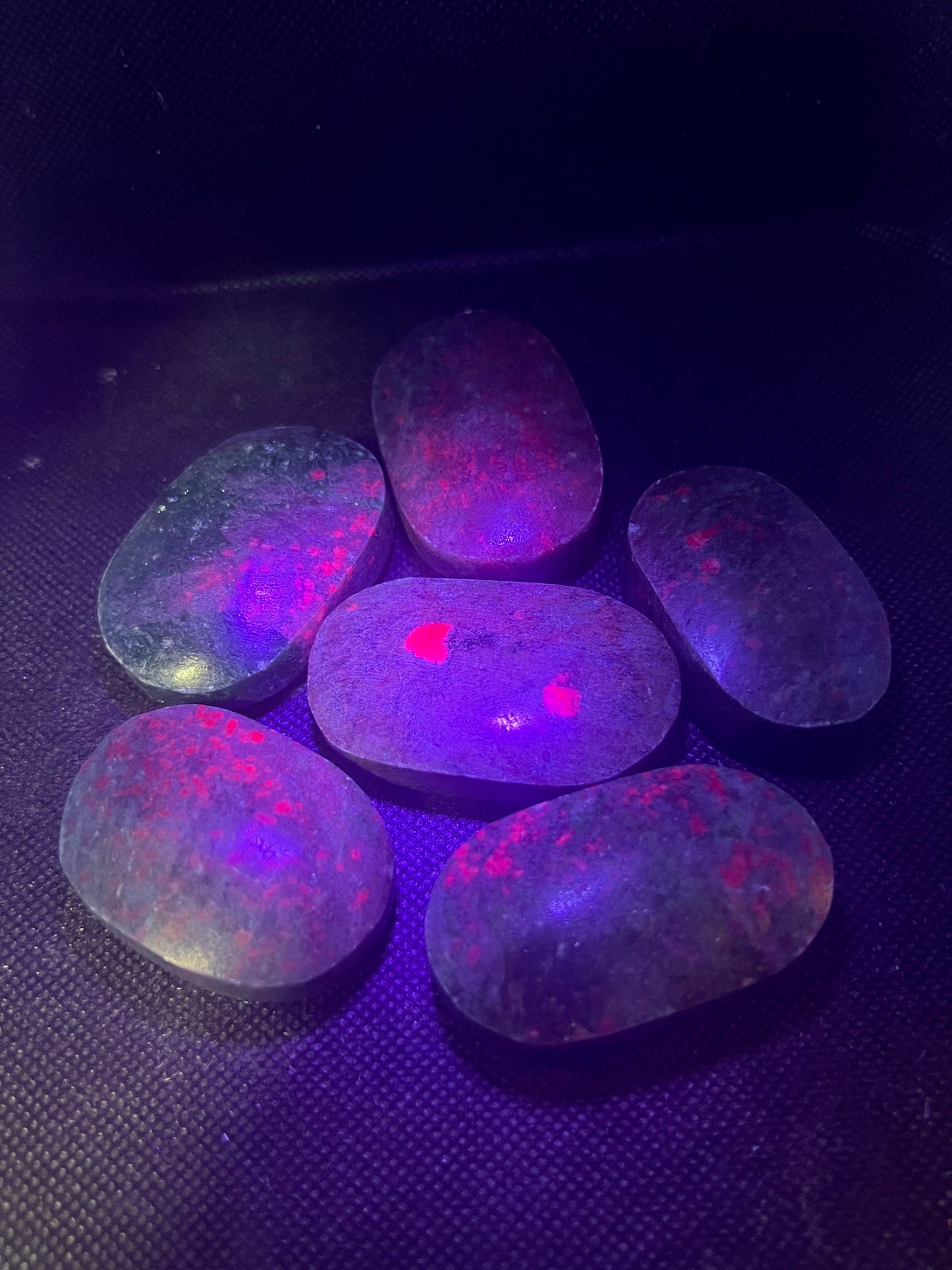Ruby Kyanite Palm Stones UV Reactive