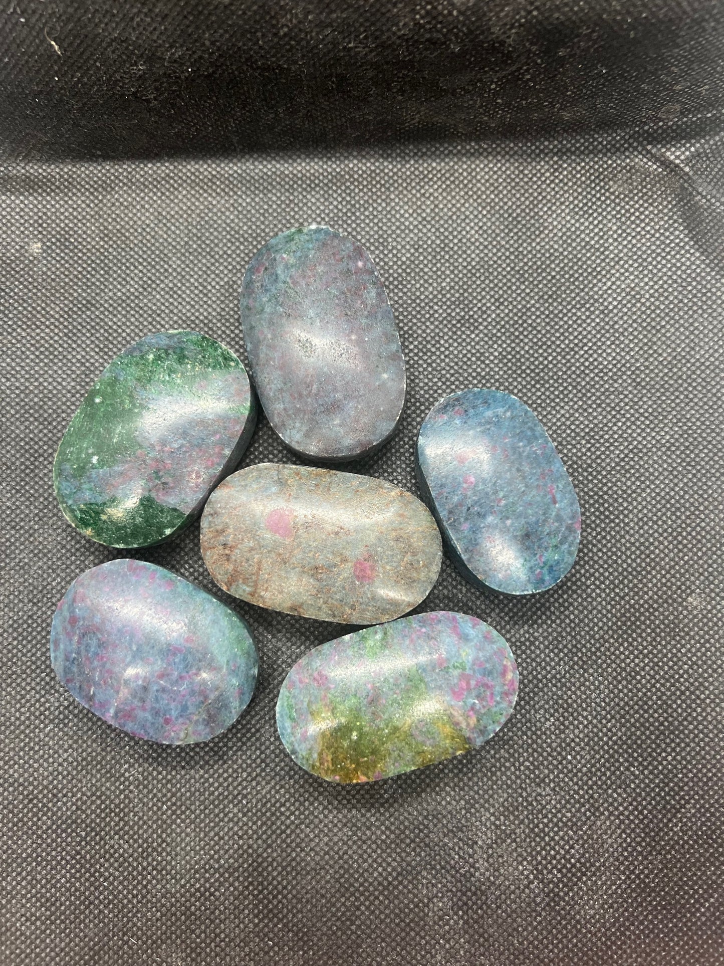 Ruby Kyanite Palm Stones UV Reactive