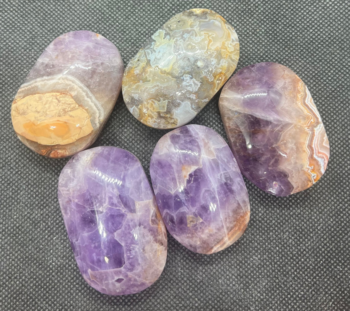 Chevron Amethyst Palm Stones