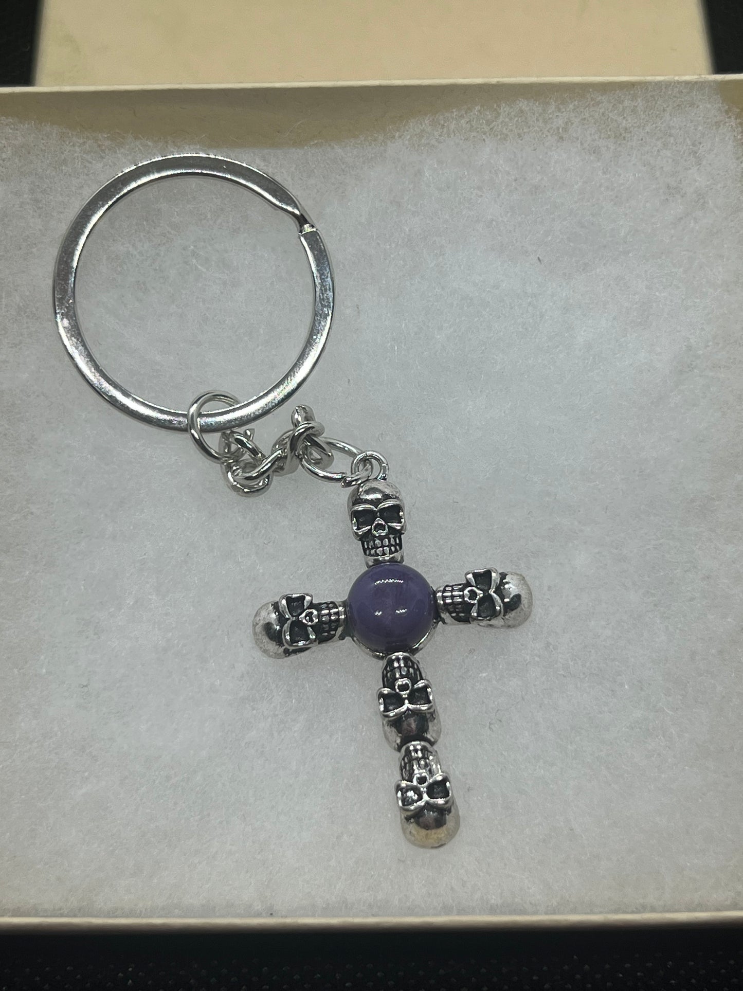 Skull Cross Crystal Keychain