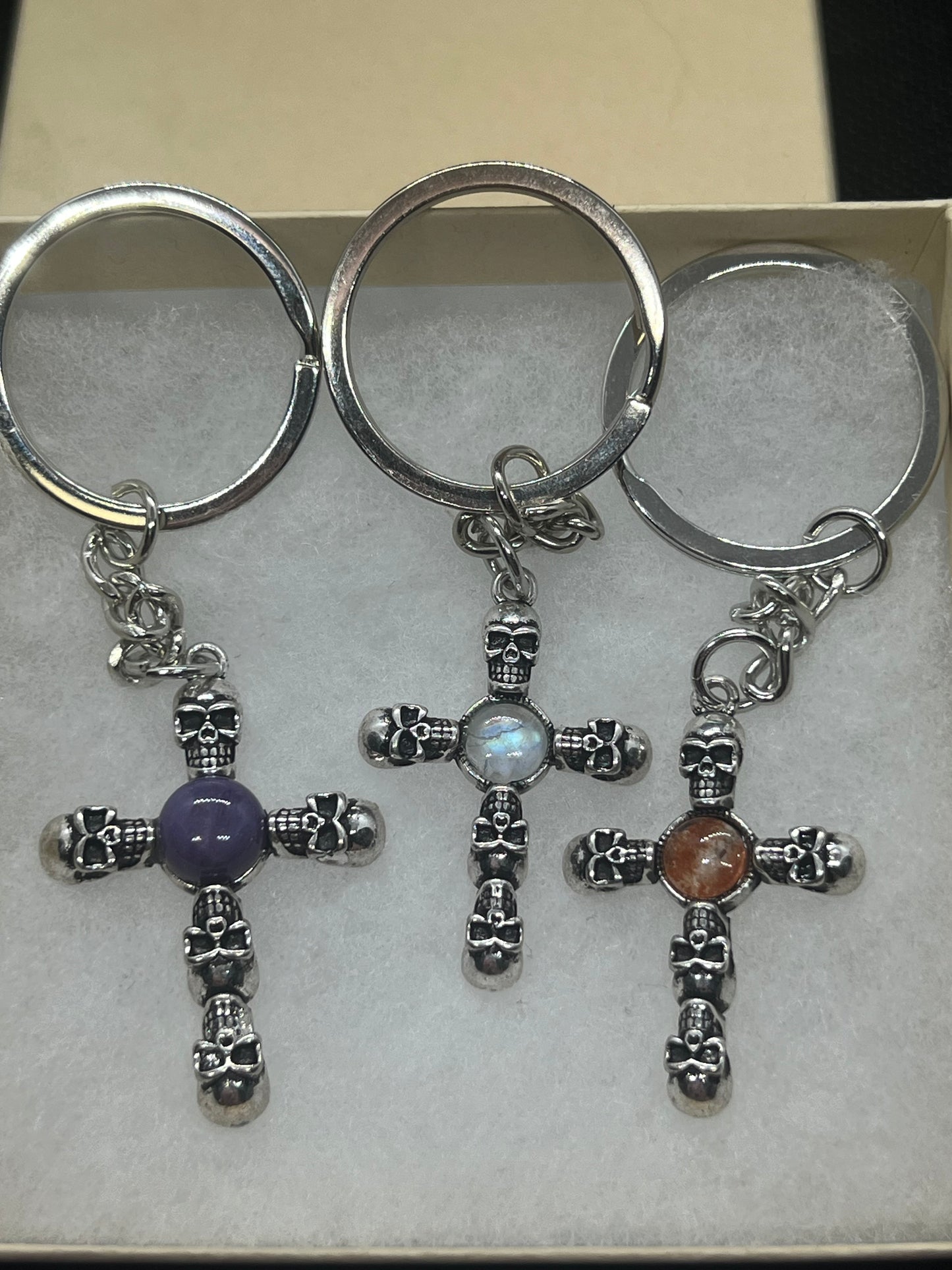 Skull Cross Crystal Keychain