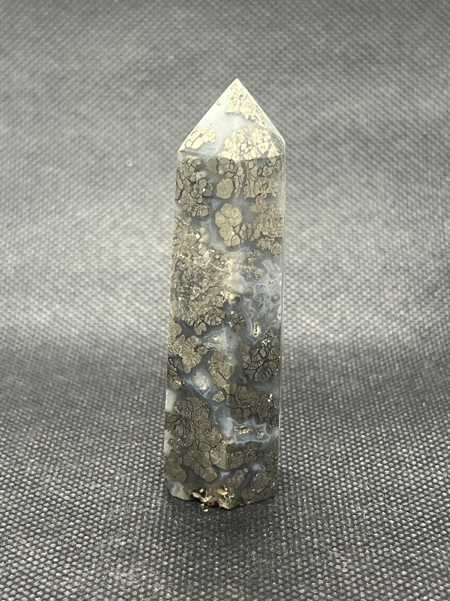 Pyrite Flowers in Agate Symbiosis Tower Point