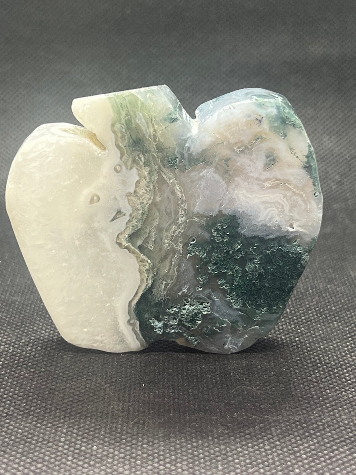 Moss Agate Apple Carving