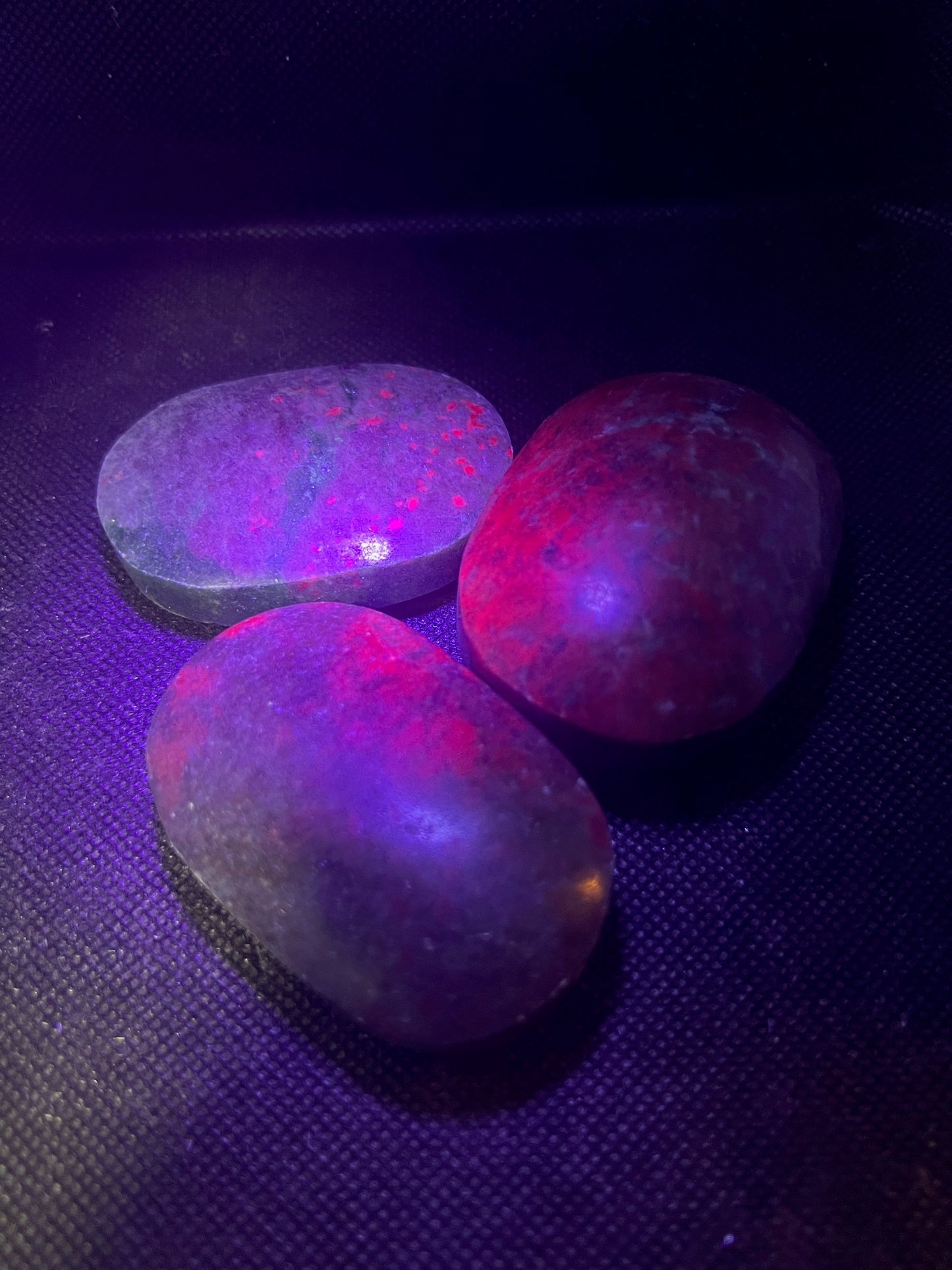 Ruby Kyanite Palm Stones UV Reactive